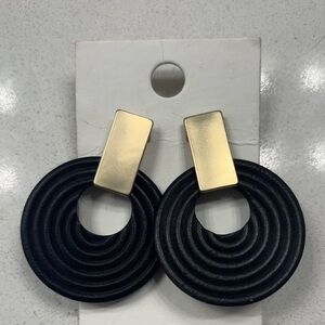 Wooden Black and Gold Earrings